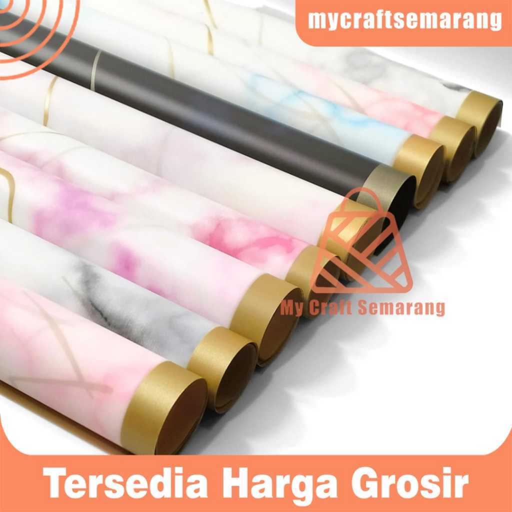 

Kerta Buket Cellophane Motif Marbel List Gold