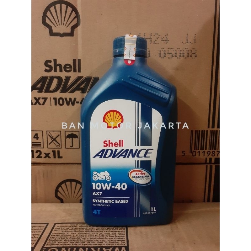 Oli Motor Shell Ax7 10W-40 1 Liter Orisinil Oli Motor Bebek Manual 4tak