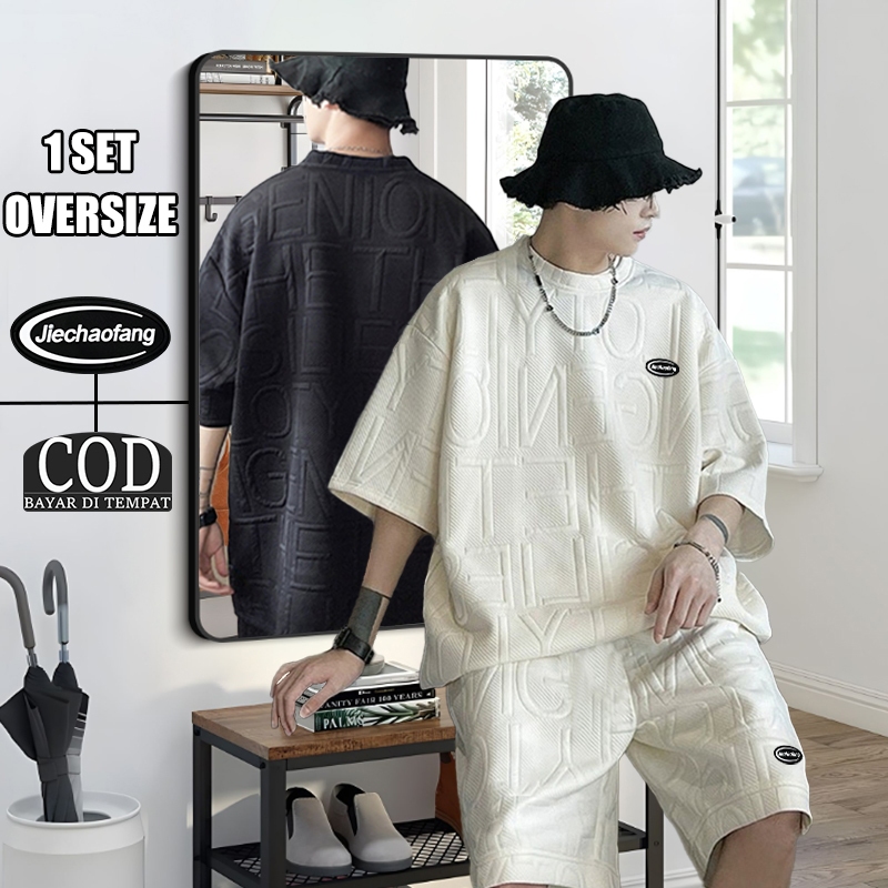 Baju one set pria/Set Pria oversize/Kaos oversize pria+celana pendek pria jumbo import M-3XL