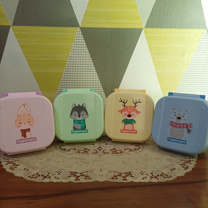 [NEW] TUPPERWARE Cutie Box 400ml Tempat Makan Misting Tepak Tempat Bekal Bekel Anak Lucu