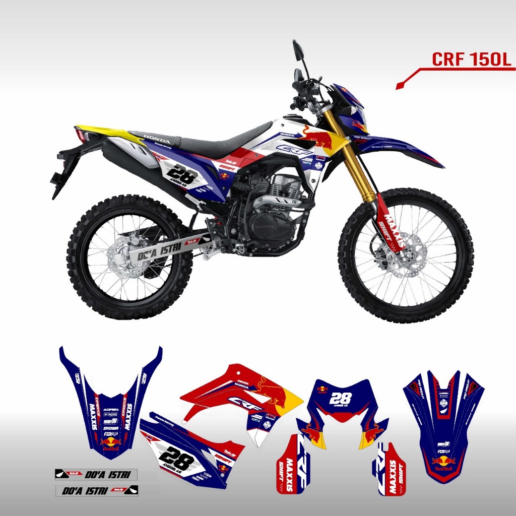 Decal Stiker CRF 150 L Dekal Variasi Sticker Striping Custom Full Body redbull 075