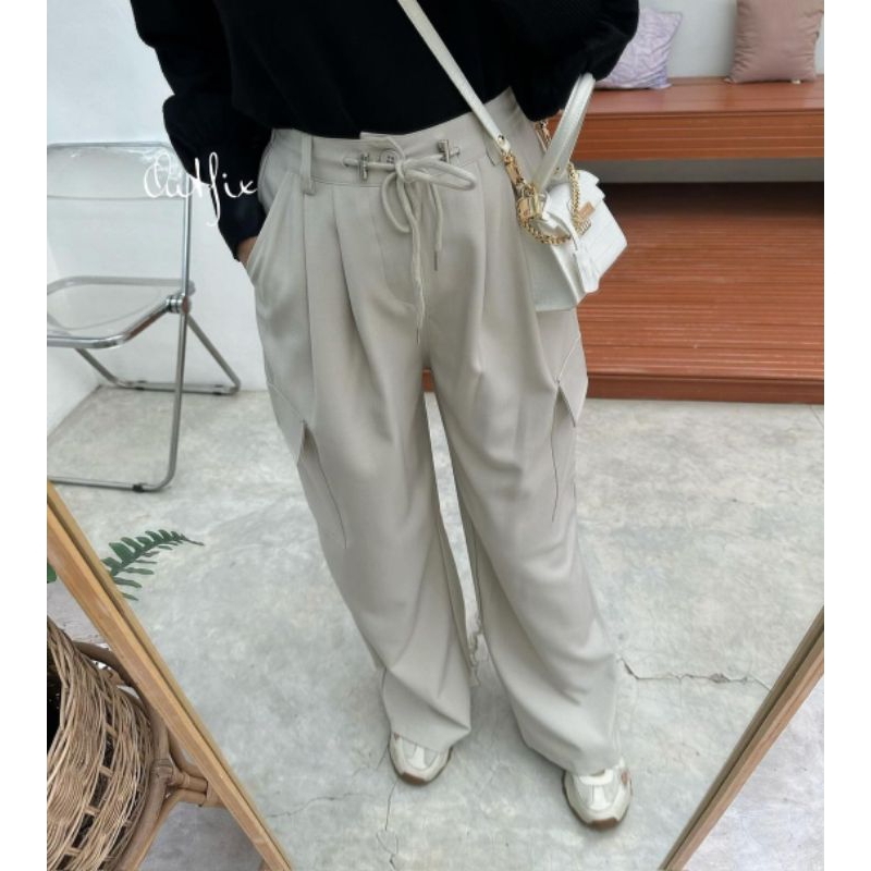 Kelyn Boxy Cargo Pants, Tommy Cargo Pants Coconut by Outfix