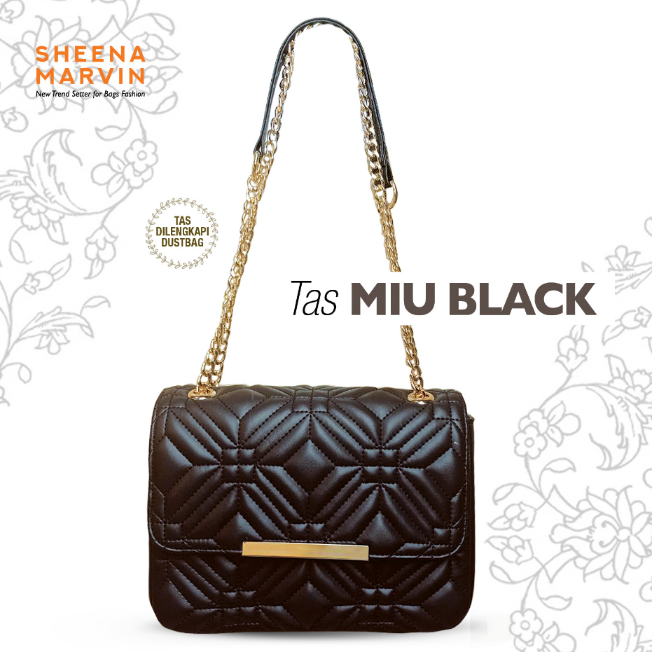 TAS SELEMPANG WANITA SHEENA MARVIN TAS MIU BLACK PREMIUM ORI