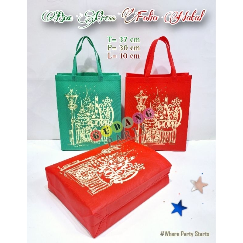 

Spunbond Box Press Folio Natal Goodie Bag Kantong bingkisan Natal Christmas