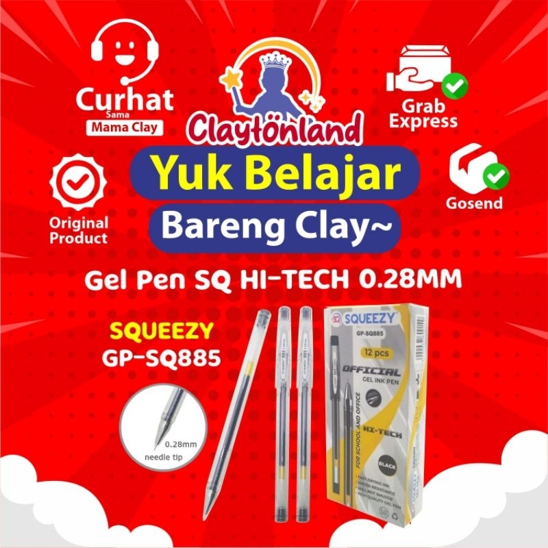 

(1 PCS/BIJI) Bolpen gel/Gel pen SQUEEZY HI-TECH 0.28mm GP-SQ885