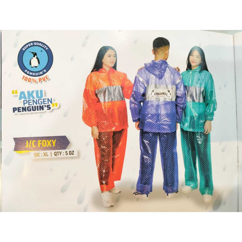 JAS HUJAN JAKET CELANA PINGUIN FOXY | Setelan PINGUIN ORIGINAL PVC
