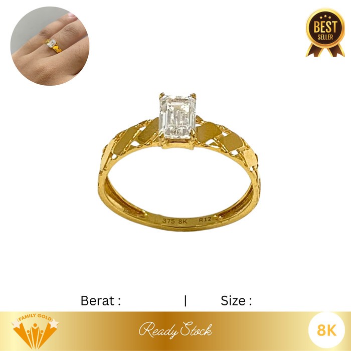 Cincin Emas Kadar 8K Model Glass Cuse Family Gold