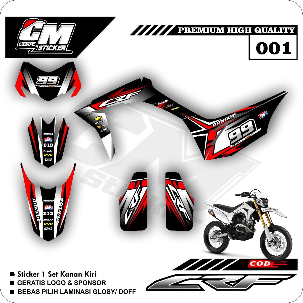 Stiker Lis Variasi CRF 150 L Decal Striping Standar CRF 150 L Premium Racing CM01