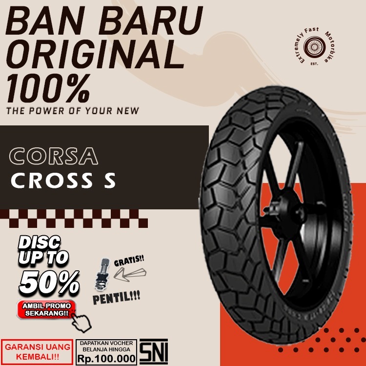 Ban Motor TublesSS Ring 17 Corsa Cross S Ban Depan Belakang Motor Vixion Ninja Satria Tubles Ring 17