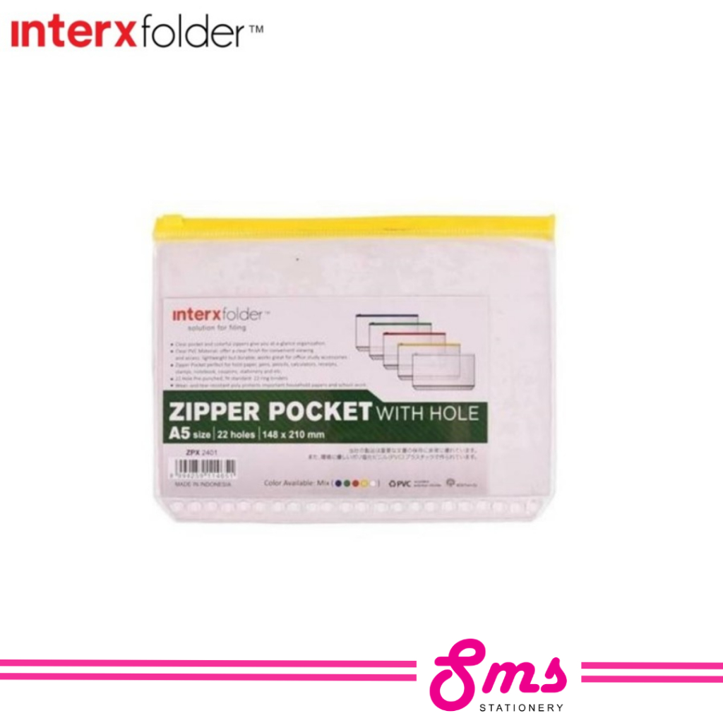 

Interxfolder Zipper Binder A5 with index / dengan lubang