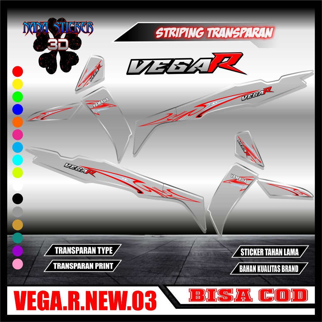 Striping TRANSPARAN UV YAMAHA VEGA R NEW Variasi Stiker Sticker list body motor YAMAHA VEGA R NEW Mo