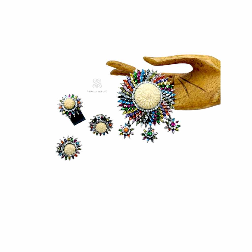 Set Perhiasan Bros Manunggal Permata Mix Silver 925 Handmade Bali