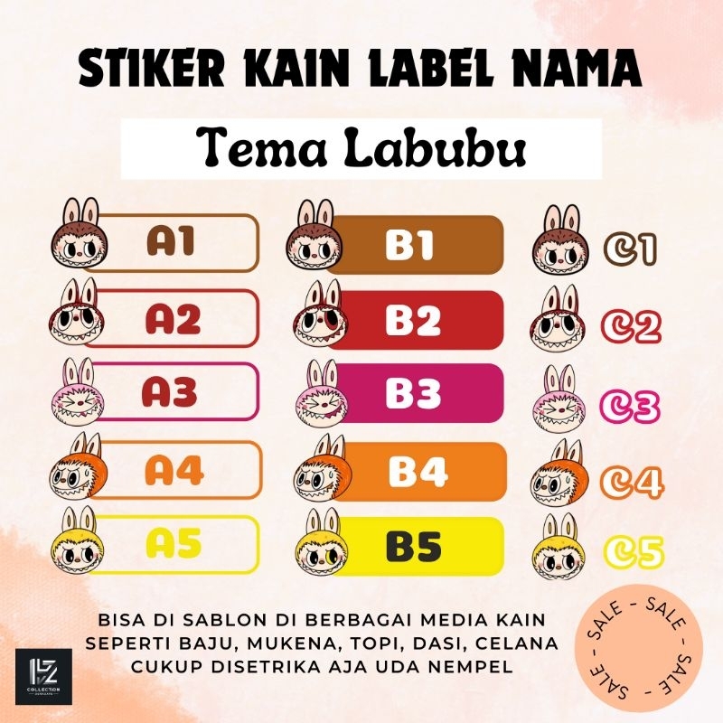 

Stiker Kain custome | Label Nama Setrika Baju Anak | Sablon setrika isi 24 / 50 nama siap setrika