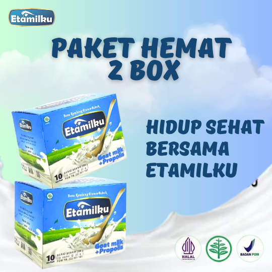 

Paket 2 Box ETAMILKU: Susu Kambing Etawa Plus Propolis & Bee Pollen Creamer Nabati 200gr