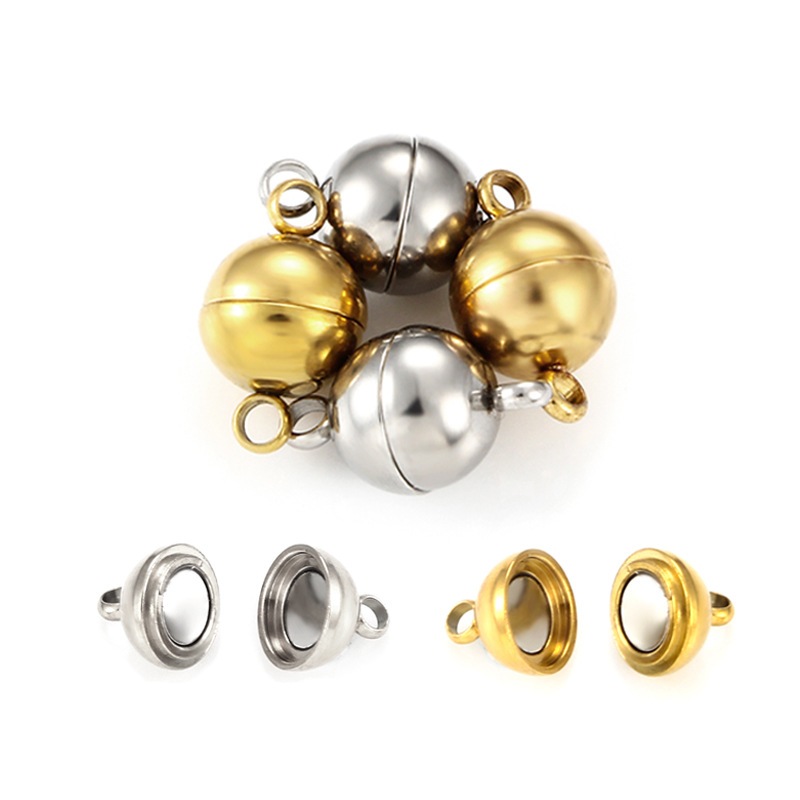COD❤️10 Pasang Magnet Gelang Couple Magnet Bola Sepasang Ball Magnetic Aksesoris Emas Perak DIY  -CL