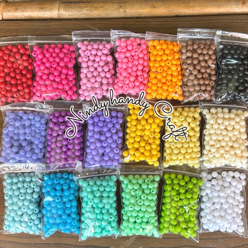 30gram Manik Pastel Susu 8mm - Manik 8mm - Mote susu Bulat 8mm