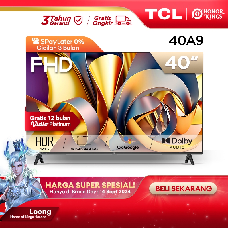 [FHD Google Assist] TCL 40 Inch Smart Android TV - Dolby Audio - Google Play/Netflix/Youtube - Wifi/