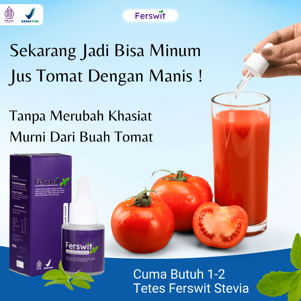 

Stevia Tetes / Liquid Ferswit Alami Pemanis Terbaik 300X Lebih Manis Minuman Jus Tomat 100% Original