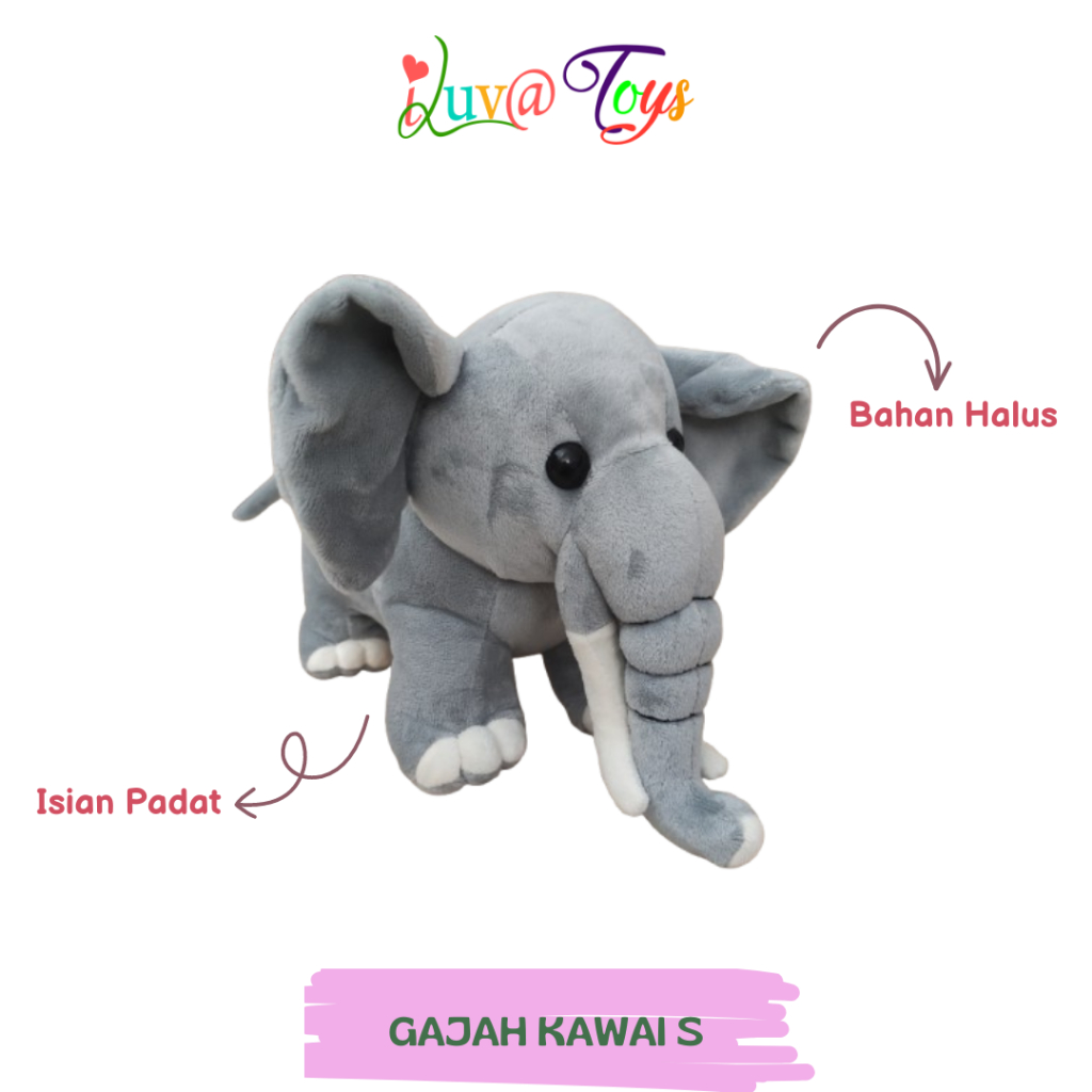 BONEKA GAJAH / BONEKA KAWAI GAJAH / BONEKA GAJAH LUCU / BONEKA ABU / BONEKA GAJAH BELALAI 11718 TERM