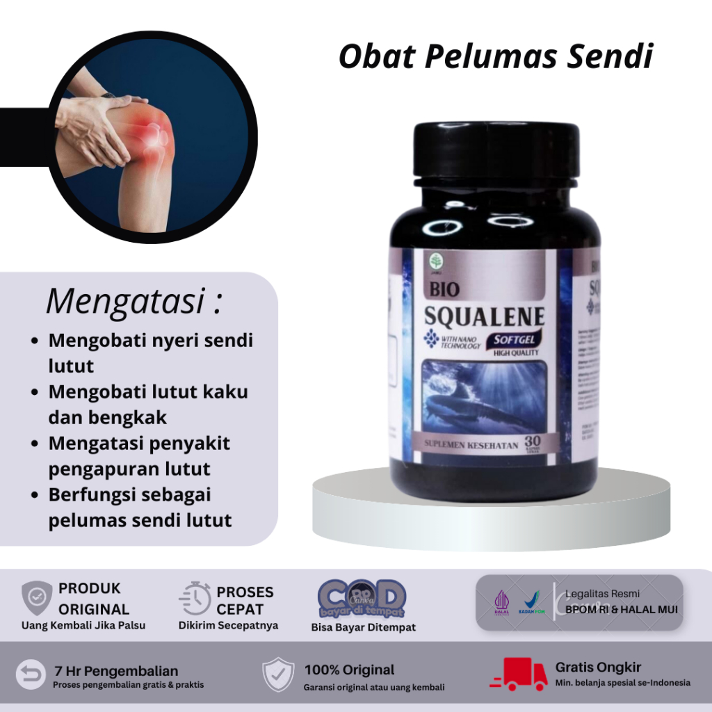 Bio Squalene - Obat Pelumas Sendi Lutut, Lutut Keropos, Lutut Bengkak