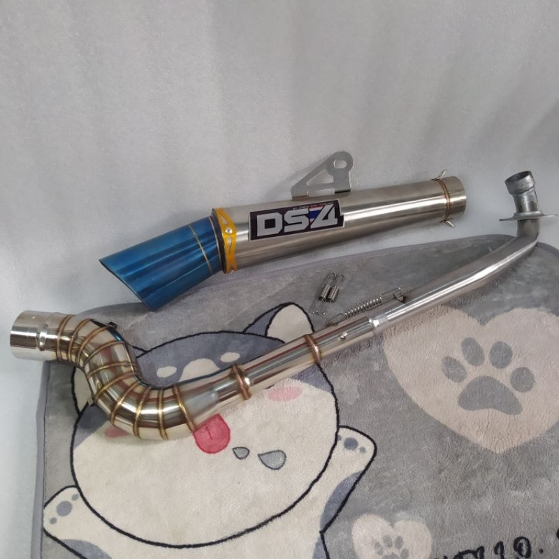 Stainless big elbow highmount 51mm daeng sai4 exhaust for  Wave 110 xrm 125 rs125 fury 125 smash 115