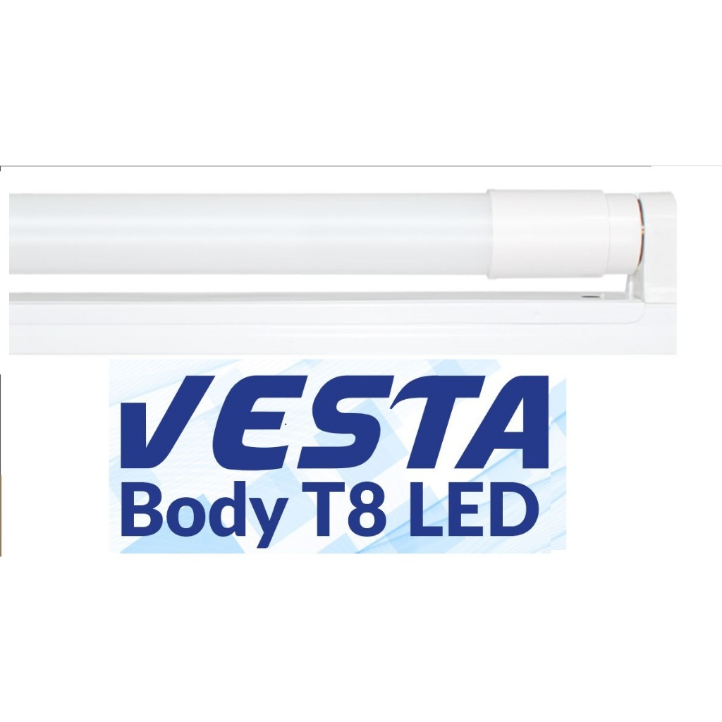 Body T8 Led 60cm 12W / 120cm 24W 6500k VESTA W/Batten & Glass Tube VISALUX VES