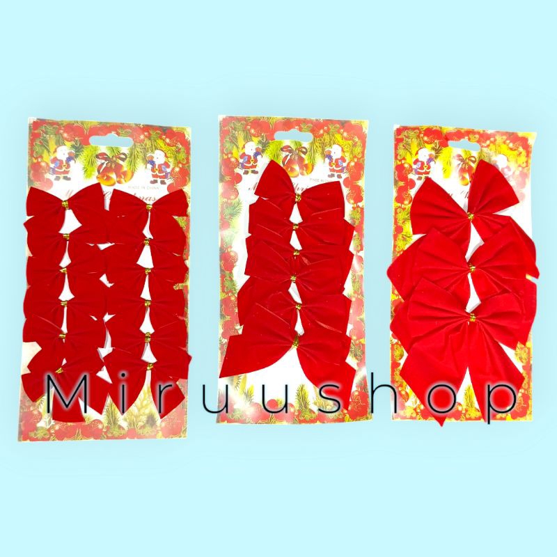 

Hiasan pita natal bludru velvet kado pita parcel christmas hiasan natal dekorasi isi 12bh 6bh 3bh
