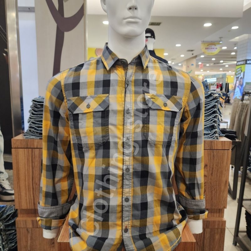 CARDINAL JEANS ORIGINAL kemeja pria lengan panjang kuning CAKAI01987J