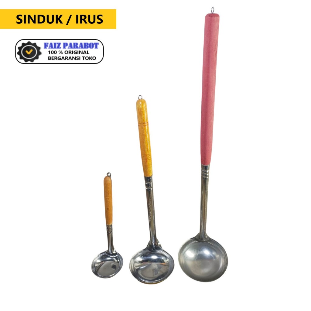 Sendok Sup Centong Sayur Mie Baso Sinduk Kuah Irus Stainless Steel gagang kayu