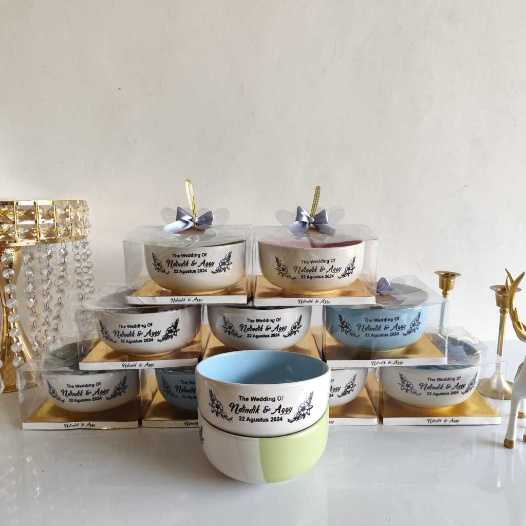 Souvenir mangkok keramik sablon/ souvenir pernikahanwedding khitanan ulang tahun/ souvenir mangkok k