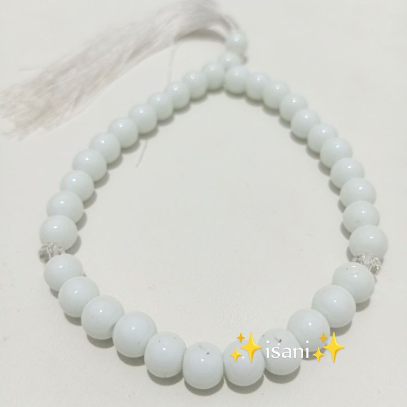 Tasbih batu giok putih susu 8mm 33 butir