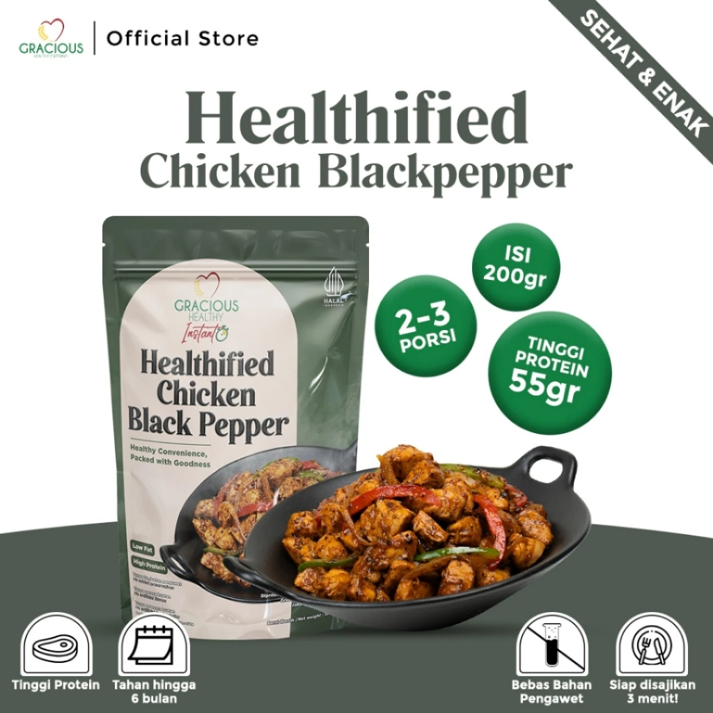 

CHICKEN BLACK PEPPER PEDAS SEHAT & ENAK - MAKANAN DIET INSTANT SIAP SAJI TINGGI PROTEIN RENDAH KALORI HEMAT BIAYA COCOK UNTUK ANAK KOST, KANTORAN & GYM