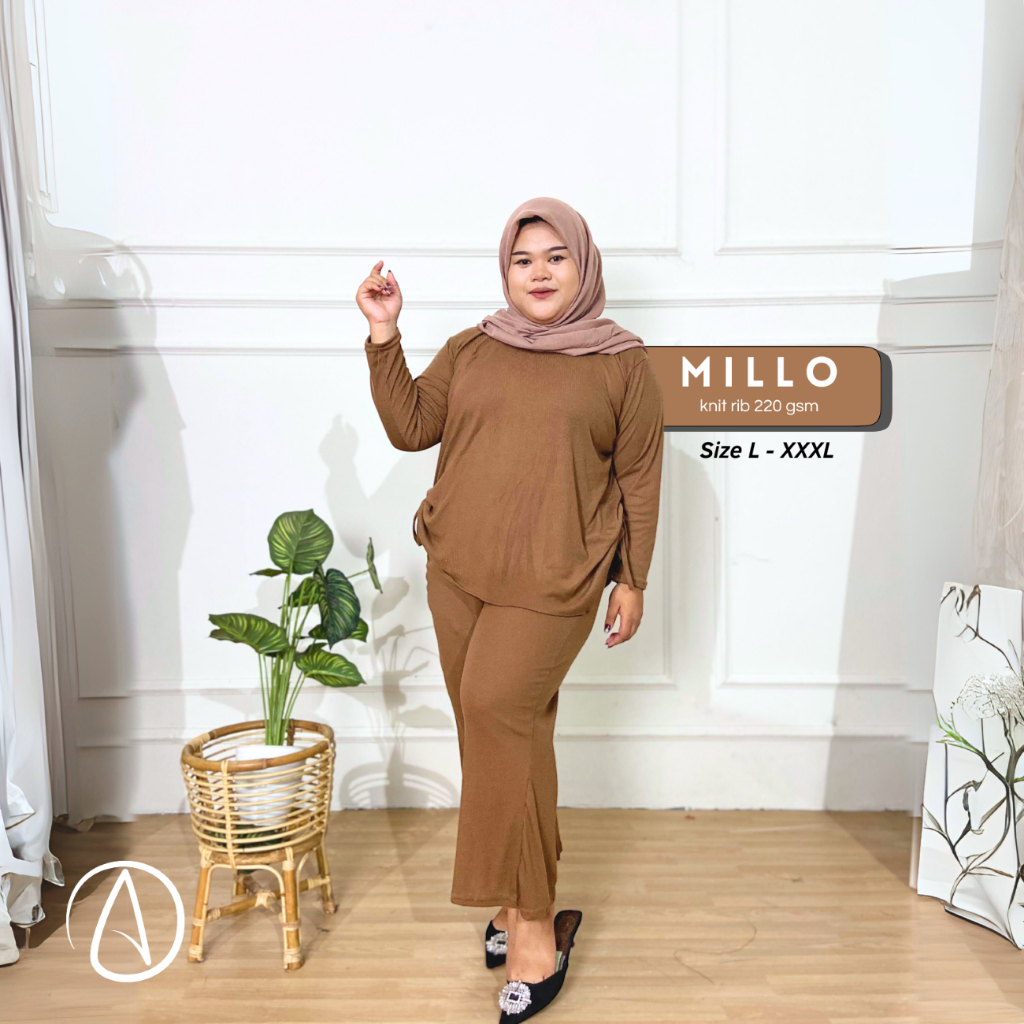 One set Knit XXXL Knit Rib Jumbo Setcel Wanita Cutbray Serut Adem Melar Set Wanita Termurah