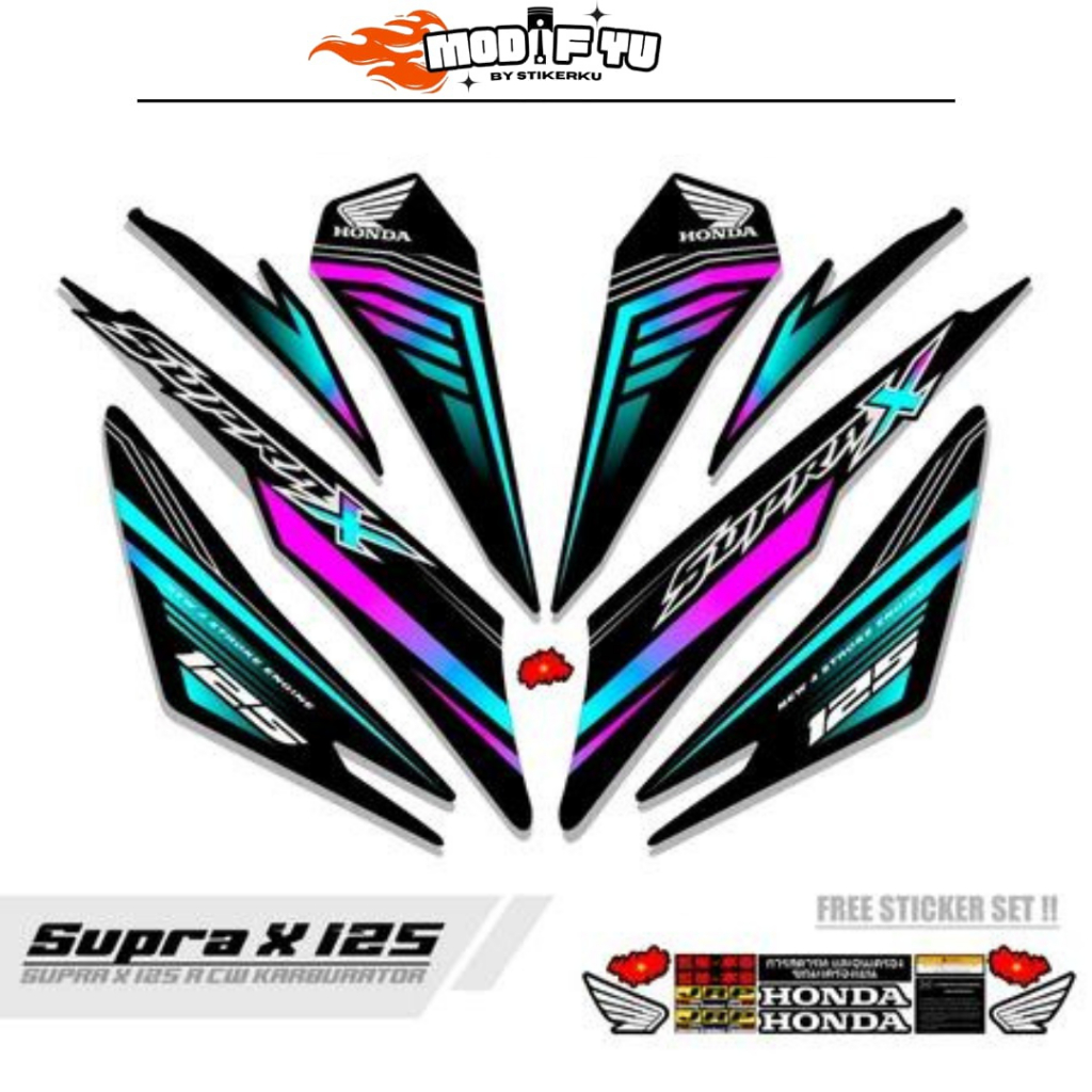 STRIPING SUPRA X 125 KARBU / MOTIF Y3 / BATMAN / 2007-2014 / STIKER SUPRA X125 R LAMA / STICKER SUPR