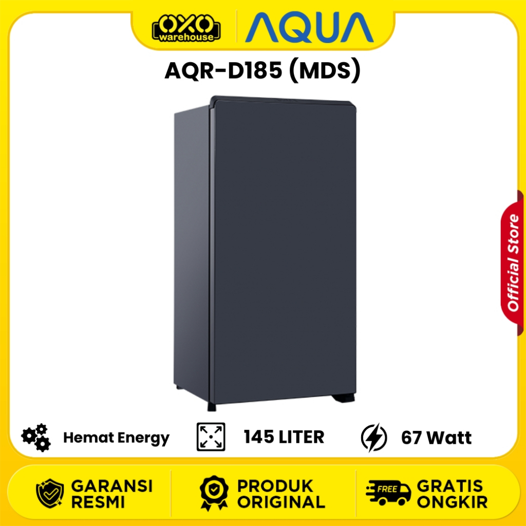 AQUA Kulkas AQR 185 MDS 150 Liter 1 Pintu Lemari Es Semi Auto Defrost Low Watt Garansi Resmi