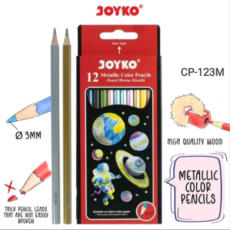 

pensil 12 warna metalik panjang joyko cp 123 m