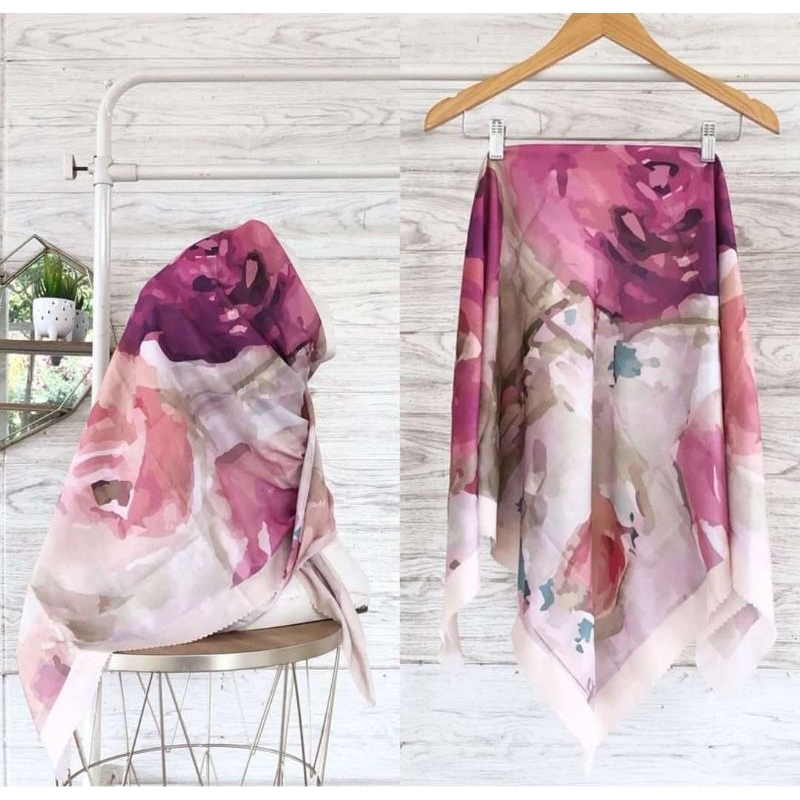 ❤Lyna Hijab❤ Jilbab Segiempat Voal Premium Denay KW Motif Bunga Seri 1