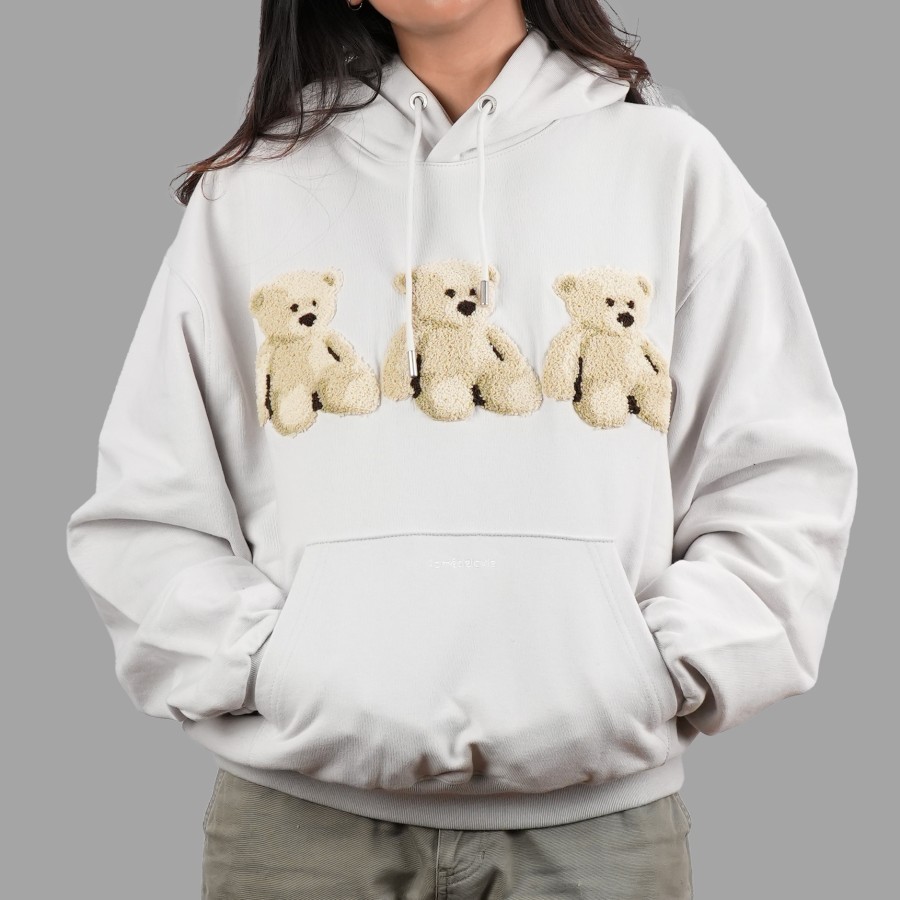 ADLV Three Boucle Bear Light Grey Hoodie