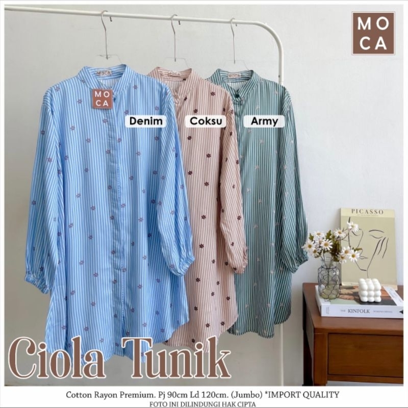 TUNIK JUMBO MOTIF GARIS BAHAN RAYON BUSUI CIOLA TUNIK