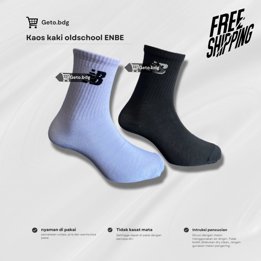 Kaos Kaki Oldschool Distro Skate Motif NB Dewasa Panjang Sebetis Pria Dan Wanita [COD]