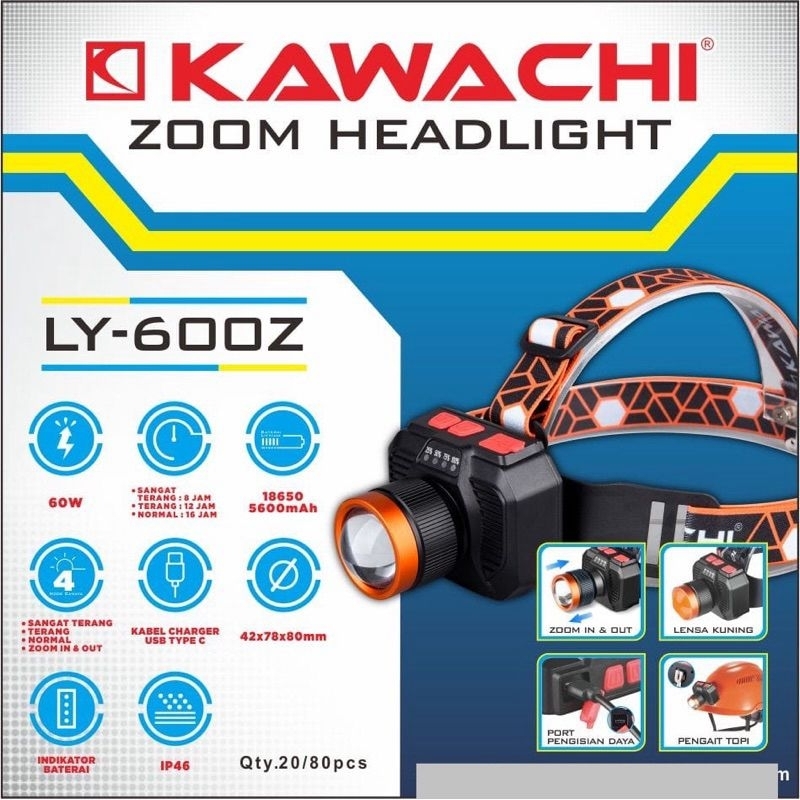 senter kepala kawachi zoom LY-600Z 60watt