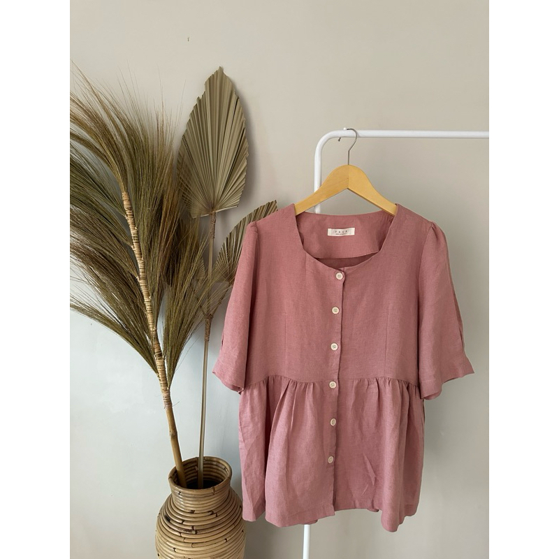 Second Item Atasan/kemeja/Blouse Lengan Pendek Lucu/Pink/Biru/Kuning/Hitam/Garis-garis