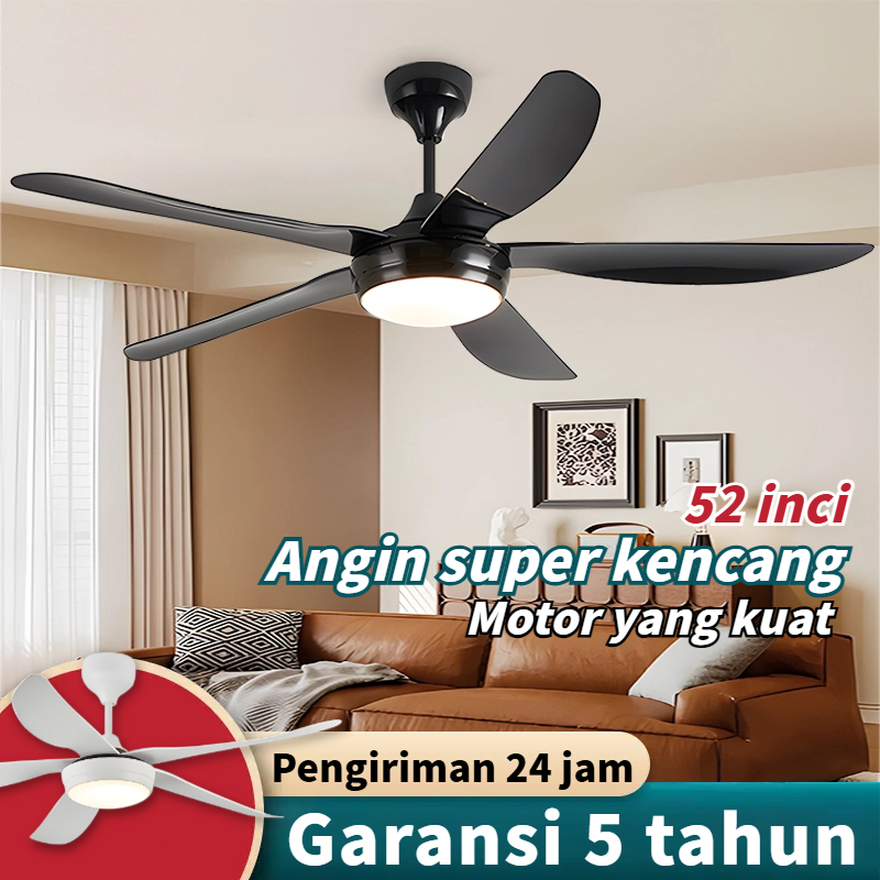 Lampu kipas angin gantung plafon 52 inci remote 3warna kipas angin ruang tamu dengan lampu kipas bal