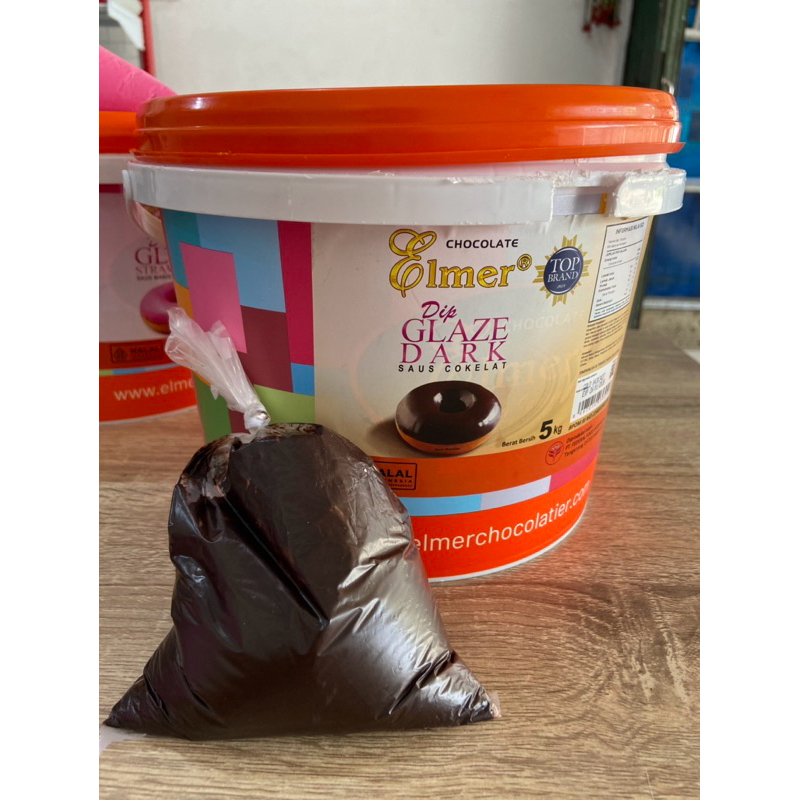 

Elmer dip glaze dark choco cokelat repack 250g