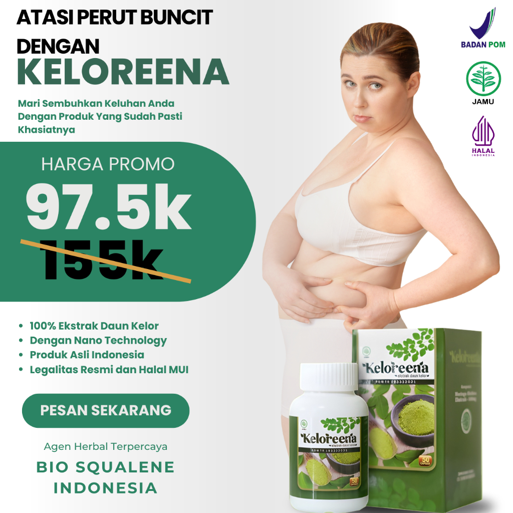 Keloreena Obat Perut Buncit - Pelangsing Perut Buncit Pria dan Wanita - Obat Obesitas Pembakar Lemak
