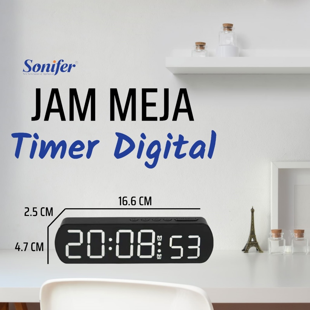 Sonifer Jam Timer Digital Jam Meja Alarm Timer Mundur Countdown Timer Maju Stopwatch Timer Masak SMS