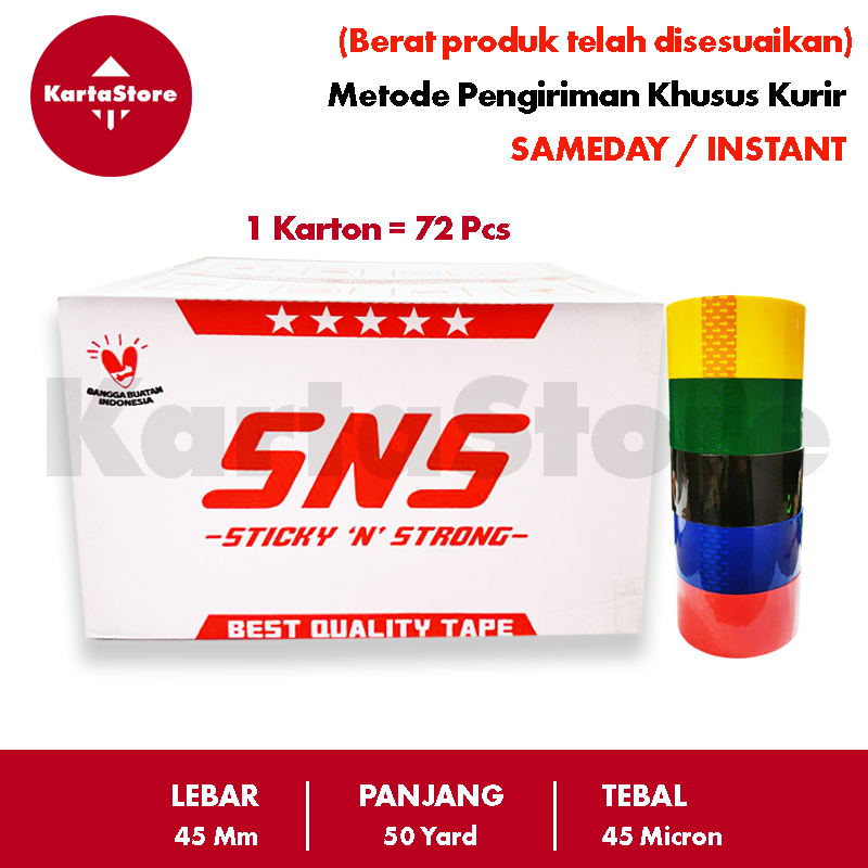 

( 1 KARTON ) LAKBAN WARNA WARNI 45 MM X 50 YARD SNS SAMEDAY INSTANT