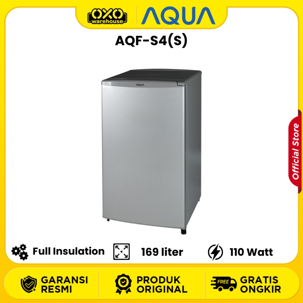 AQUA Freezer AQF-S4 (S) - Silver  1 Pintu 121 L Low Watt Garansi Resmi