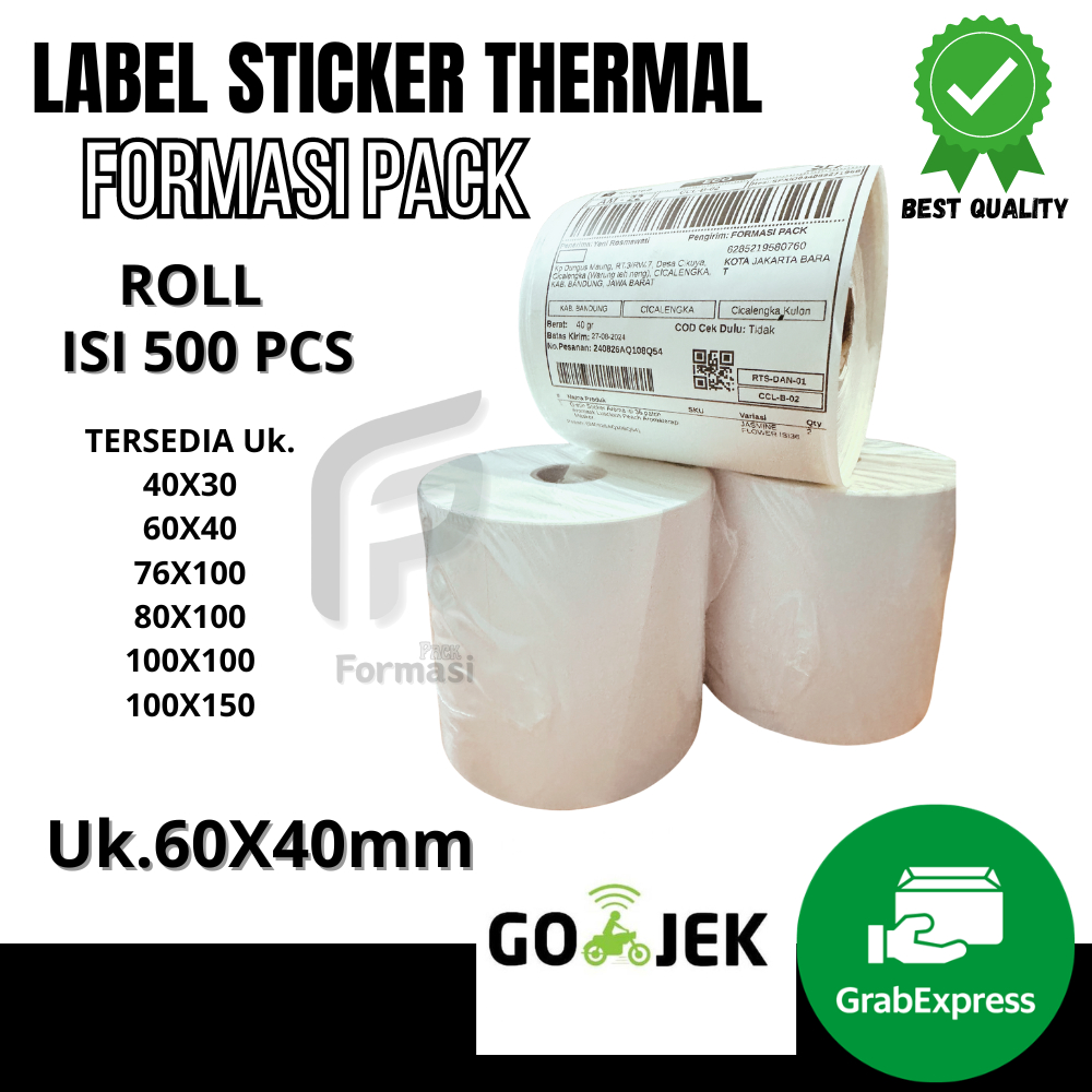 

LABEL STICKER THERMAL 60x40 x 1 LINE BARCODE 60x40 UKURAN A7 ISI 500 PCS