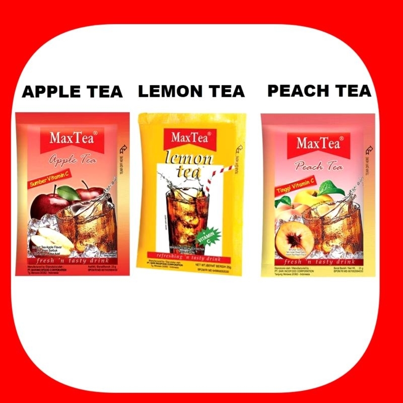 

Maxtea Lemon Tea,Peach Tea dan Apple Tea Max Tea(Renceng)